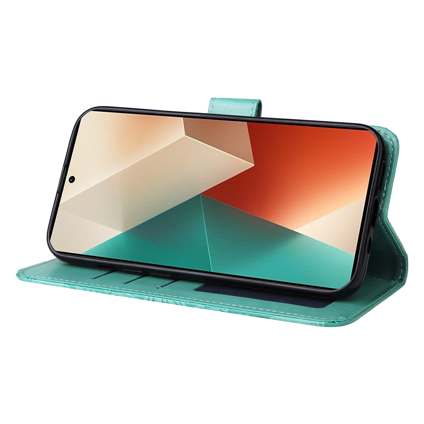 For Xiaomi Redmi Note 13 5G Case Sunflower Pattern Leather Phone Wallet Stand Cover - Green