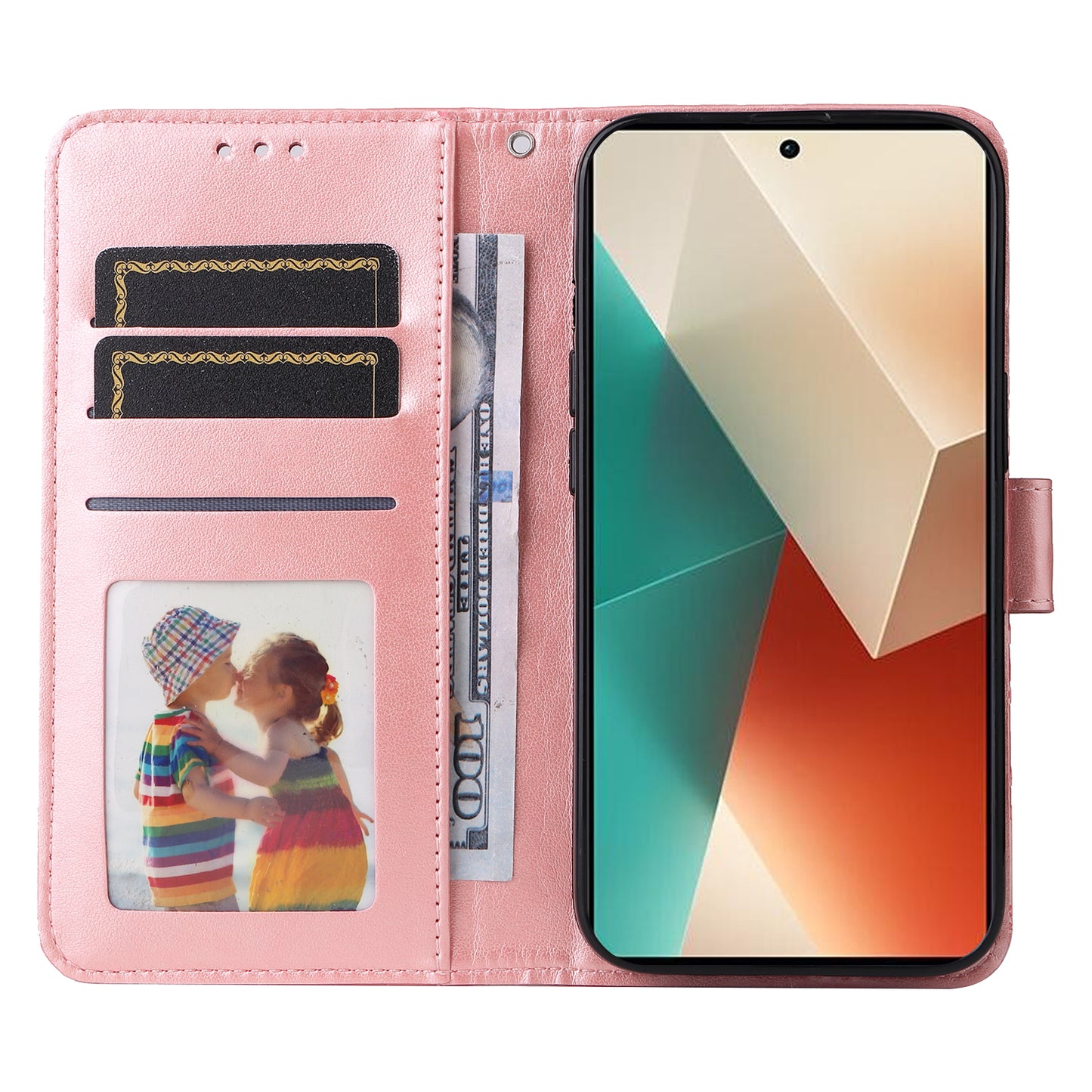 For Xiaomi Redmi Note 13 5G Case Sunflower Pattern Leather Phone Wallet Stand Cover - Pink