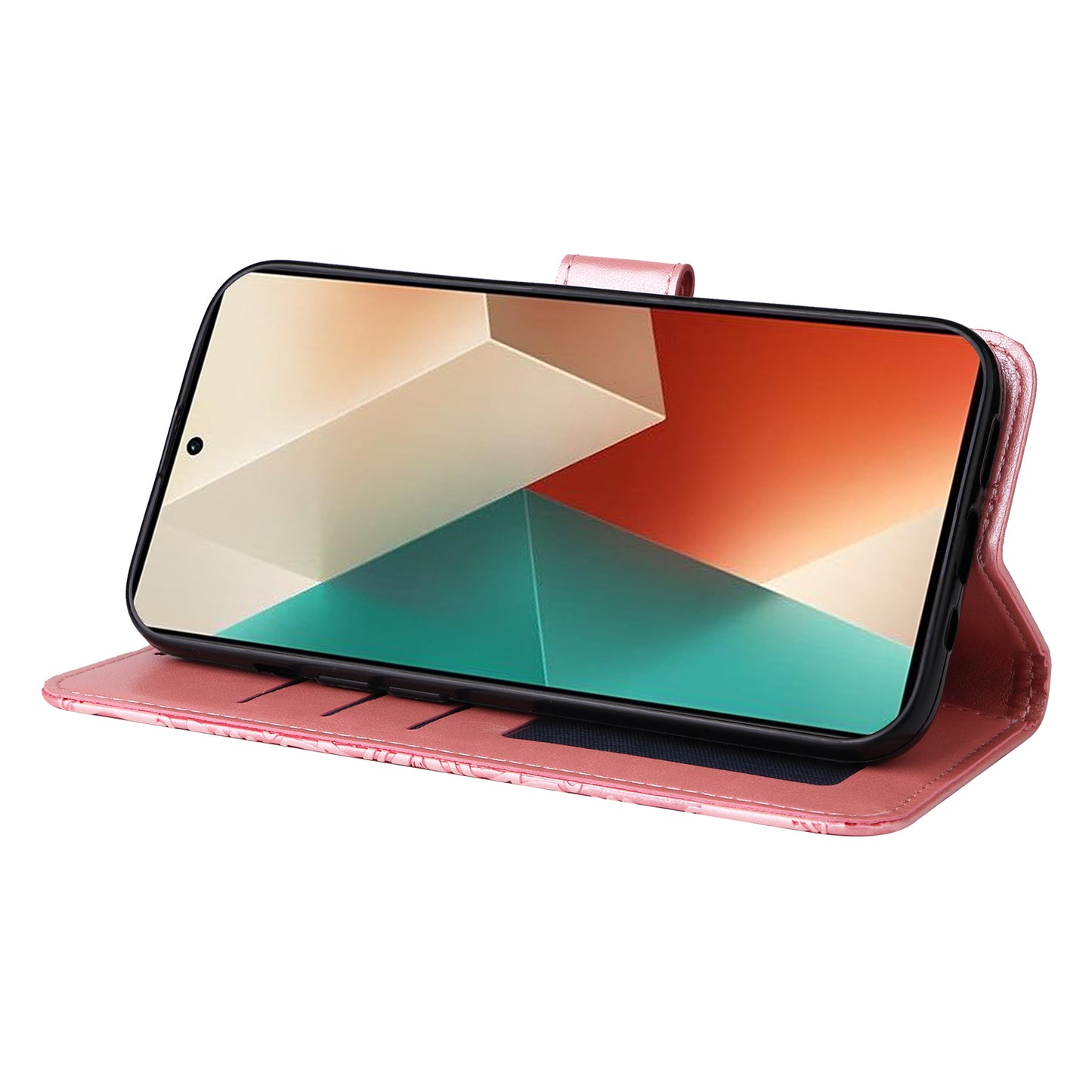 For Xiaomi Redmi Note 13 5G Case Sunflower Pattern Leather Phone Wallet Stand Cover - Pink
