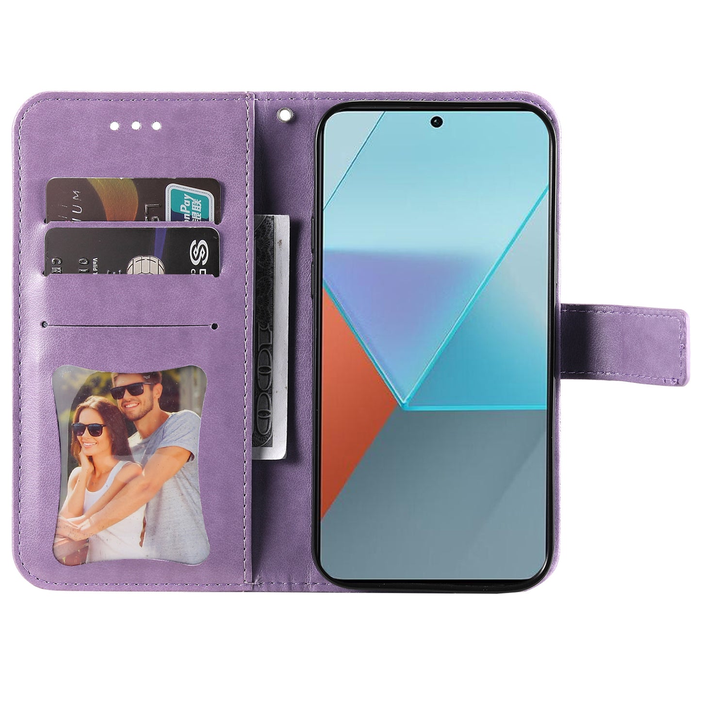 For Xiaomi Redmi Note 13 Pro 5G / Poco X6 5G Wallet Case with Strap Blossoming Flower Leather Stand Cover - Purple