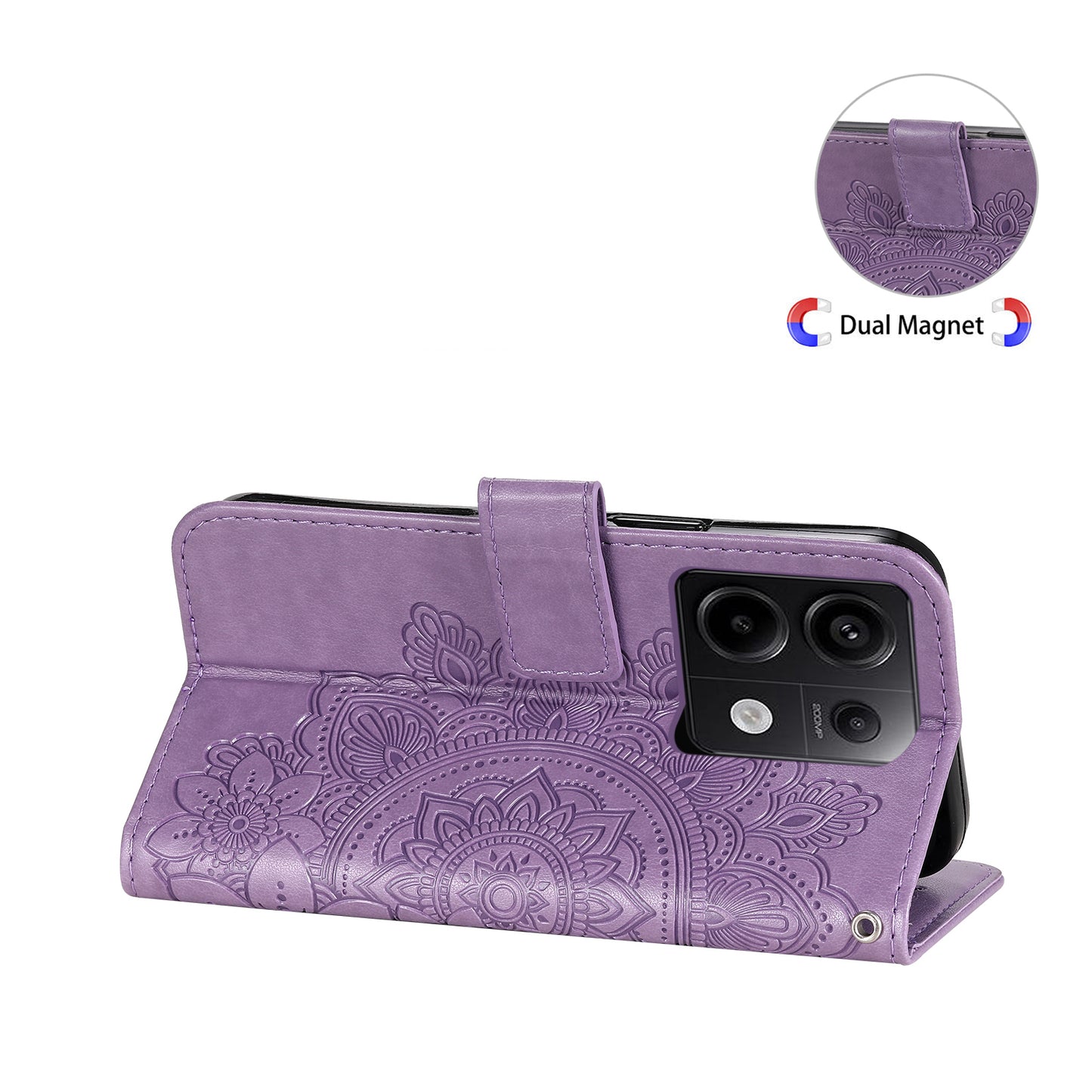 For Xiaomi Redmi Note 13 Pro 5G / Poco X6 5G Wallet Case with Strap Blossoming Flower Leather Stand Cover - Purple
