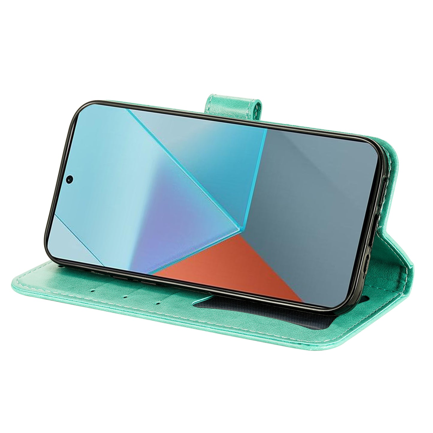 For Xiaomi Redmi Note 13 Pro 5G / Poco X6 5G Wallet Case with Strap Blossoming Flower Leather Stand Cover - Green