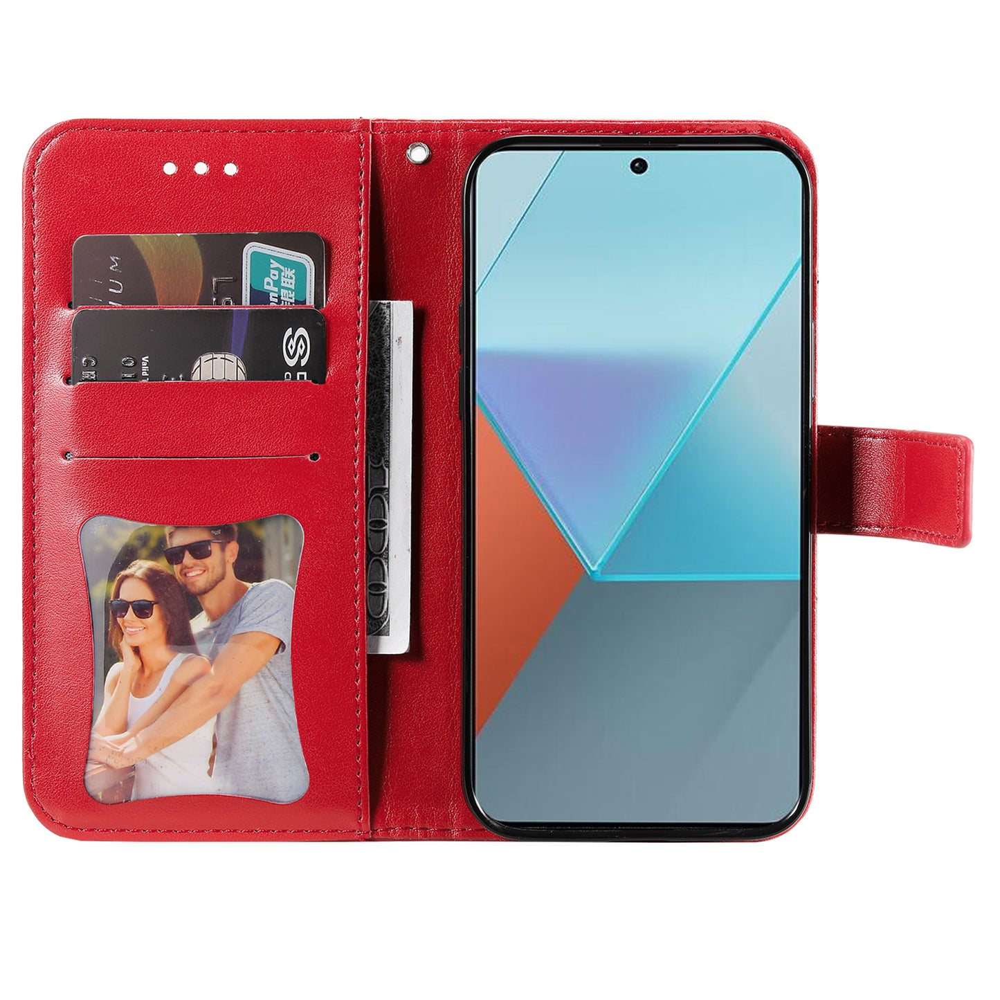For Xiaomi Redmi Note 13 Pro 5G / Poco X6 5G Wallet Case with Strap Blossoming Flower Leather Stand Cover - Red