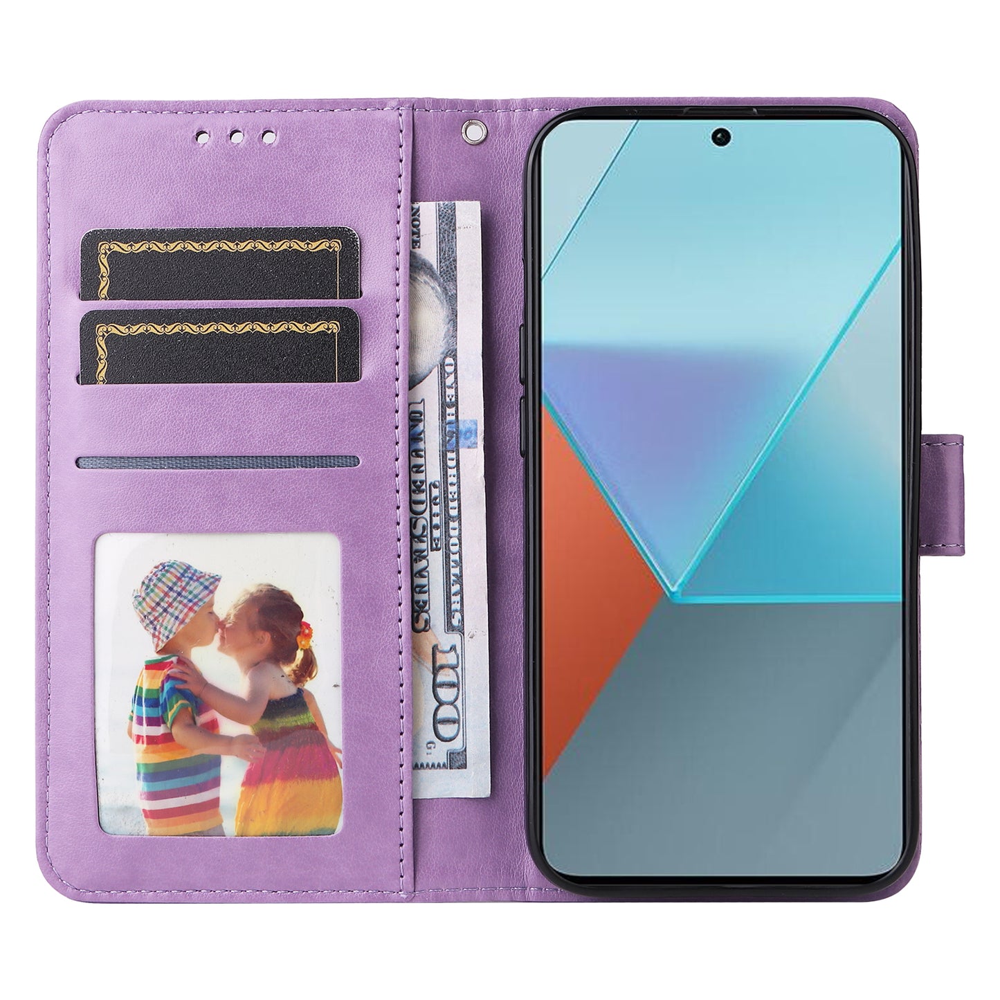 For Xiaomi Redmi Note 13 Pro 5G / Poco X6 5G Wallet Case with Strap Leather Phone Cover Stand - Purple