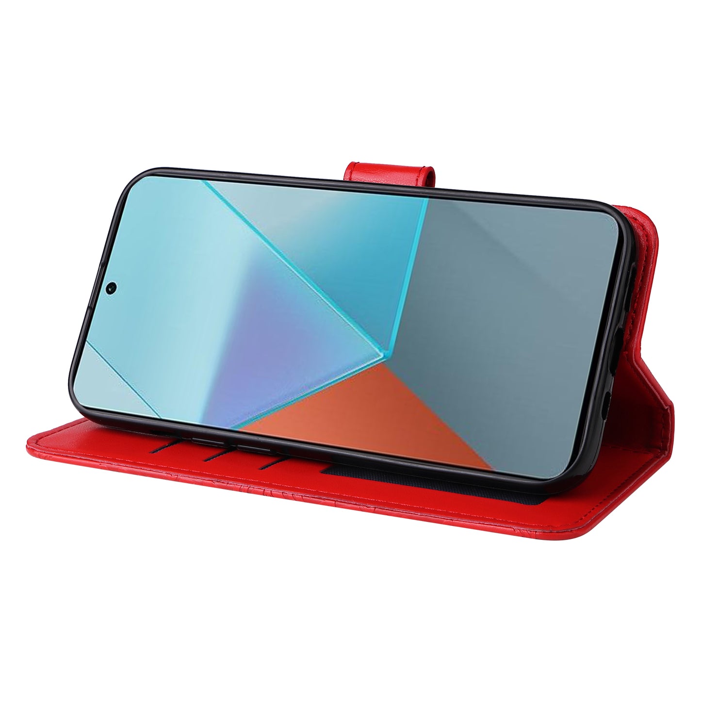 For Xiaomi Redmi Note 13 Pro 5G / Poco X6 5G Wallet Case with Strap Leather Phone Cover Stand - Red