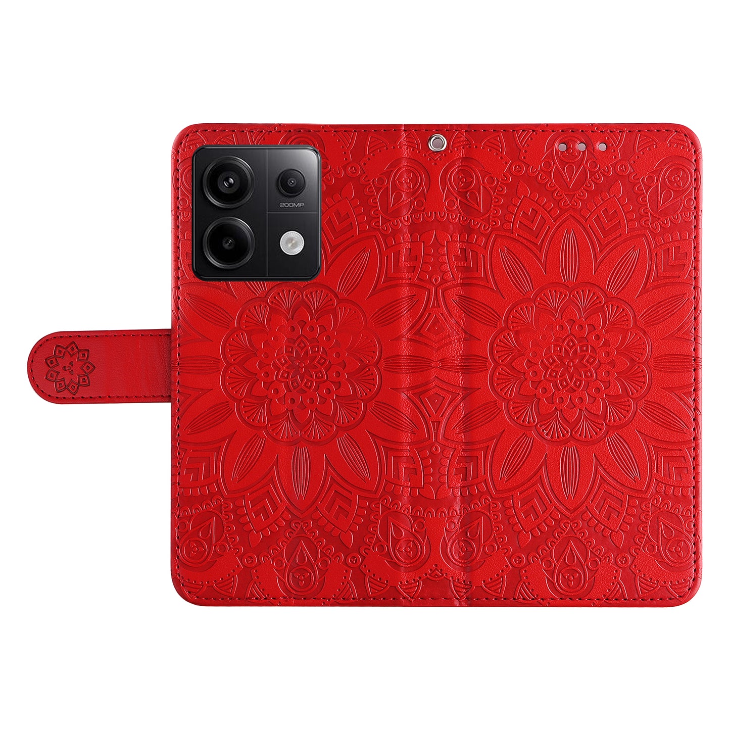 For Xiaomi Redmi Note 13 Pro 5G / Poco X6 5G Wallet Case with Strap Leather Phone Cover Stand - Red