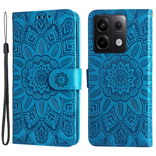 For Xiaomi Redmi Note 13 Pro 5G / Poco X6 5G Wallet Case with Strap Leather Phone Cover Stand - Blue