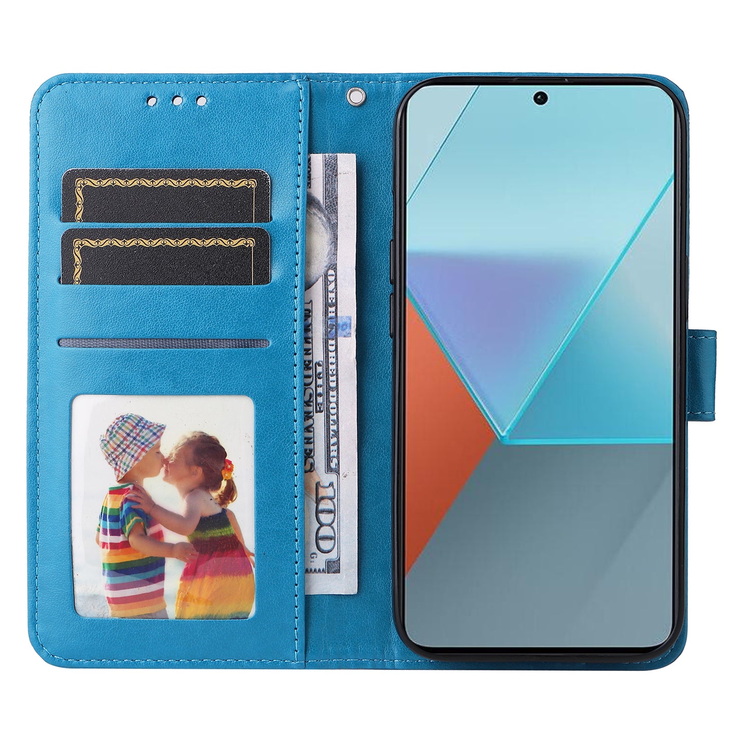 For Xiaomi Redmi Note 13 Pro 5G / Poco X6 5G Wallet Case with Strap Leather Phone Cover Stand - Blue