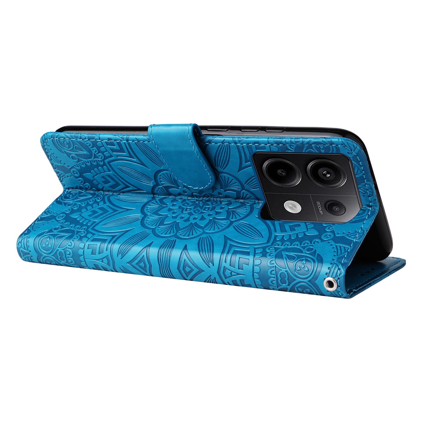 For Xiaomi Redmi Note 13 Pro 5G / Poco X6 5G Wallet Case with Strap Leather Phone Cover Stand - Blue