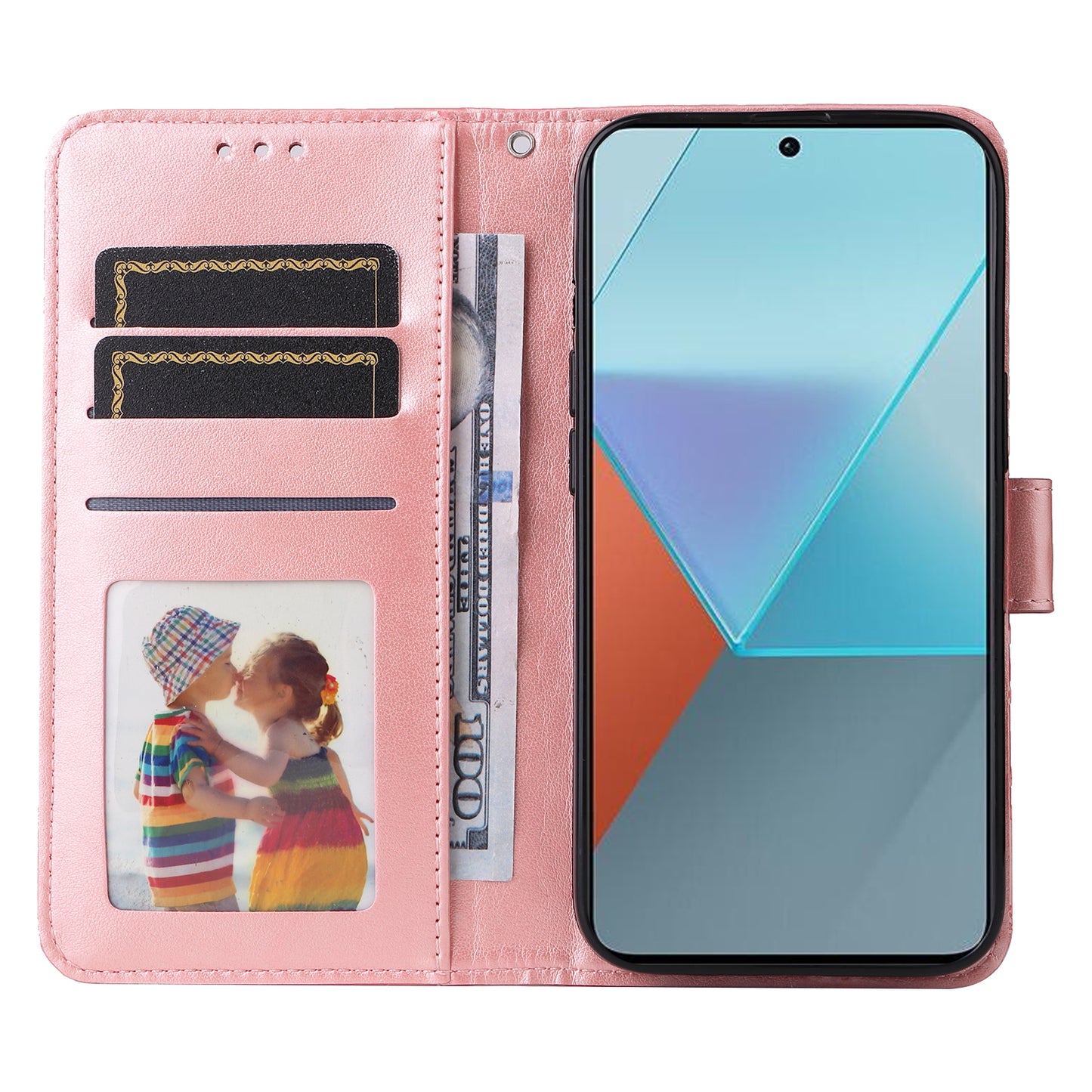 For Xiaomi Redmi Note 13 Pro 5G / Poco X6 5G Wallet Case with Strap Leather Phone Cover Stand - Pink