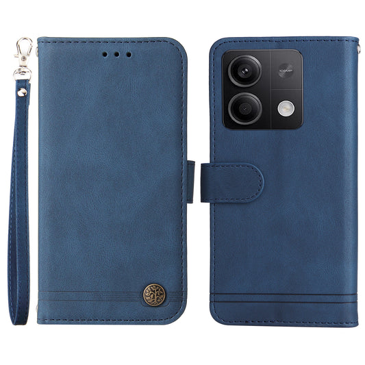 For Xiaomi Redmi Note 13 5G Case Skin-Feel Leather Phone Wallet Stand Cover - Blue