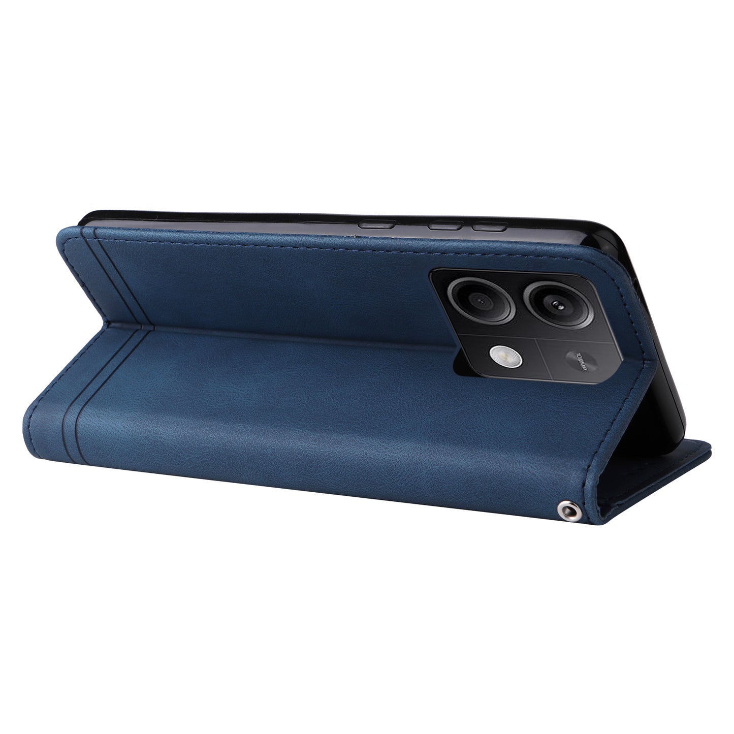 For Xiaomi Redmi Note 13 5G Case Skin-Feel Leather Phone Wallet Stand Cover - Blue