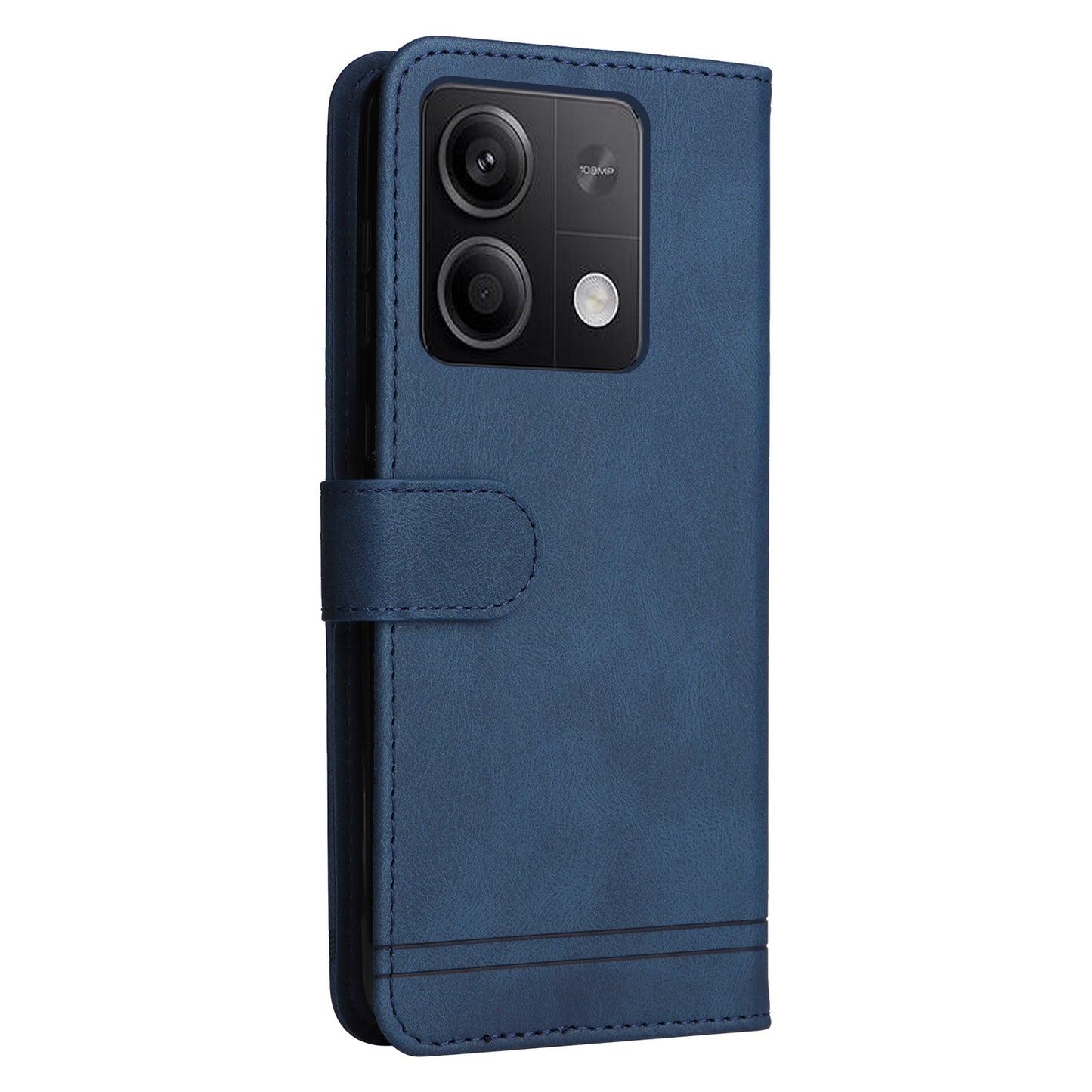 For Xiaomi Redmi Note 13 5G Case Skin-Feel Leather Phone Wallet Stand Cover - Blue