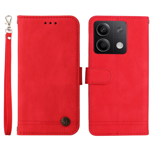 For Xiaomi Redmi Note 13 5G Case Skin-Feel Leather Phone Wallet Stand Cover - Red