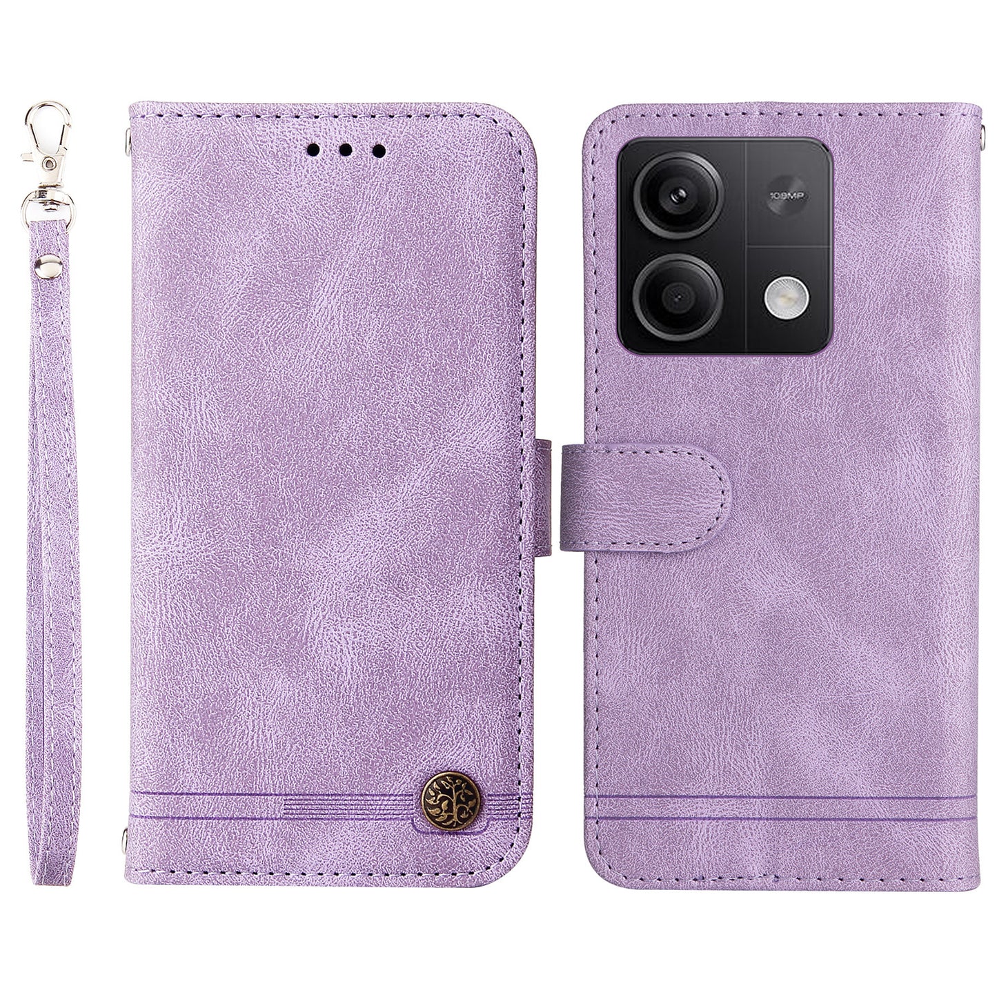 For Xiaomi Redmi Note 13 5G Case Skin-Feel Leather Phone Wallet Stand Cover - Purple