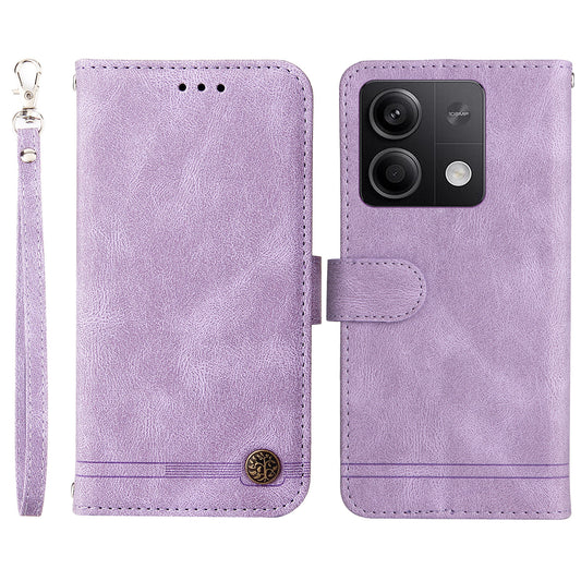 For Xiaomi Redmi Note 13 5G Case Skin-Feel Leather Phone Wallet Stand Cover - Purple