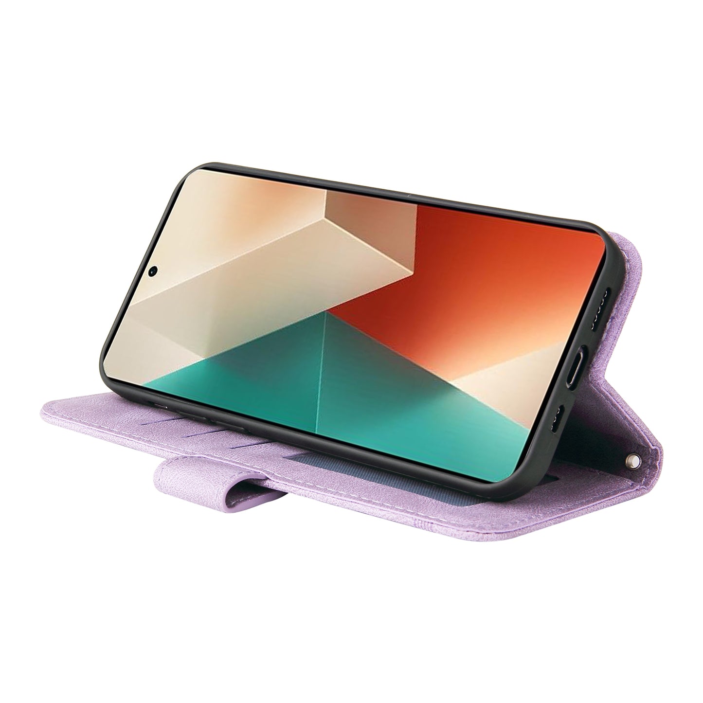 For Xiaomi Redmi Note 13 5G Case Skin-Feel Leather Phone Wallet Stand Cover - Purple