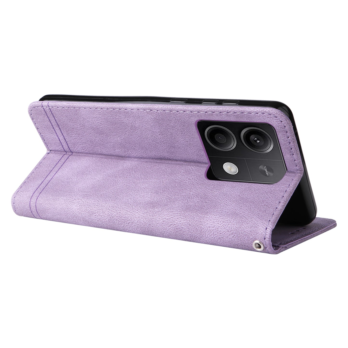 For Xiaomi Redmi Note 13 5G Case Skin-Feel Leather Phone Wallet Stand Cover - Purple