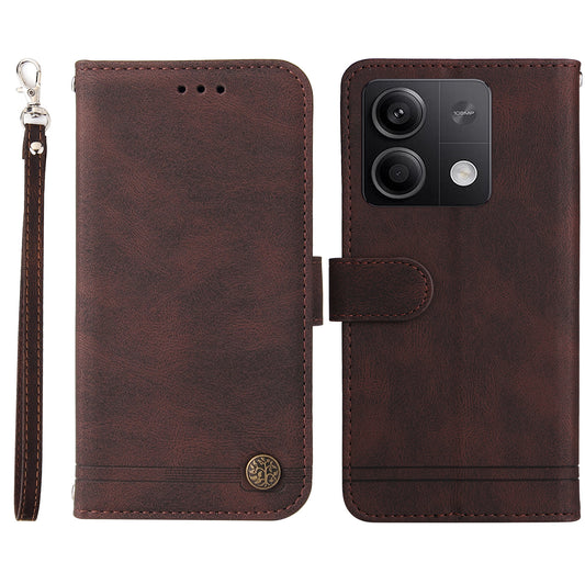 For Xiaomi Redmi Note 13 5G Case Skin-Feel Leather Phone Wallet Stand Cover - Brown