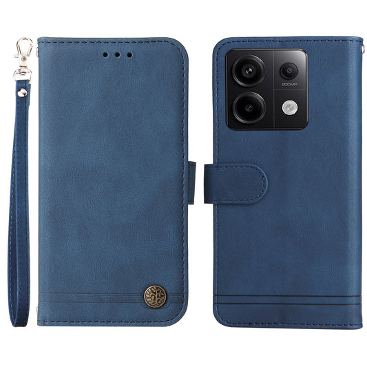 For Xiaomi Redmi Note 13 Pro 5G / Poco X6 5G Leather Case with Strap Phone Wallet Stand Cover - Blue