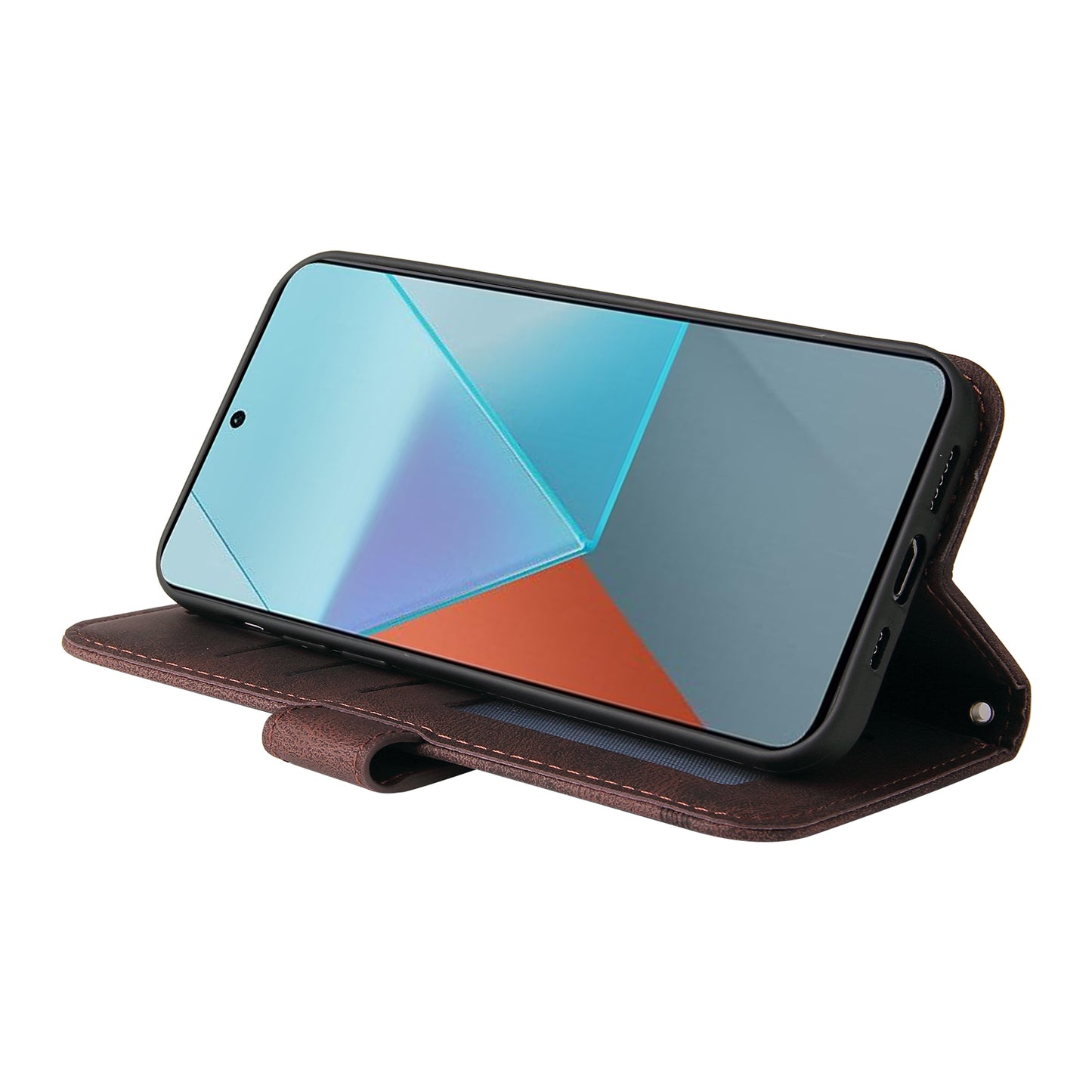 For Xiaomi Redmi Note 13 Pro 5G / Poco X6 5G Leather Case with Strap Phone Wallet Stand Cover - Brown
