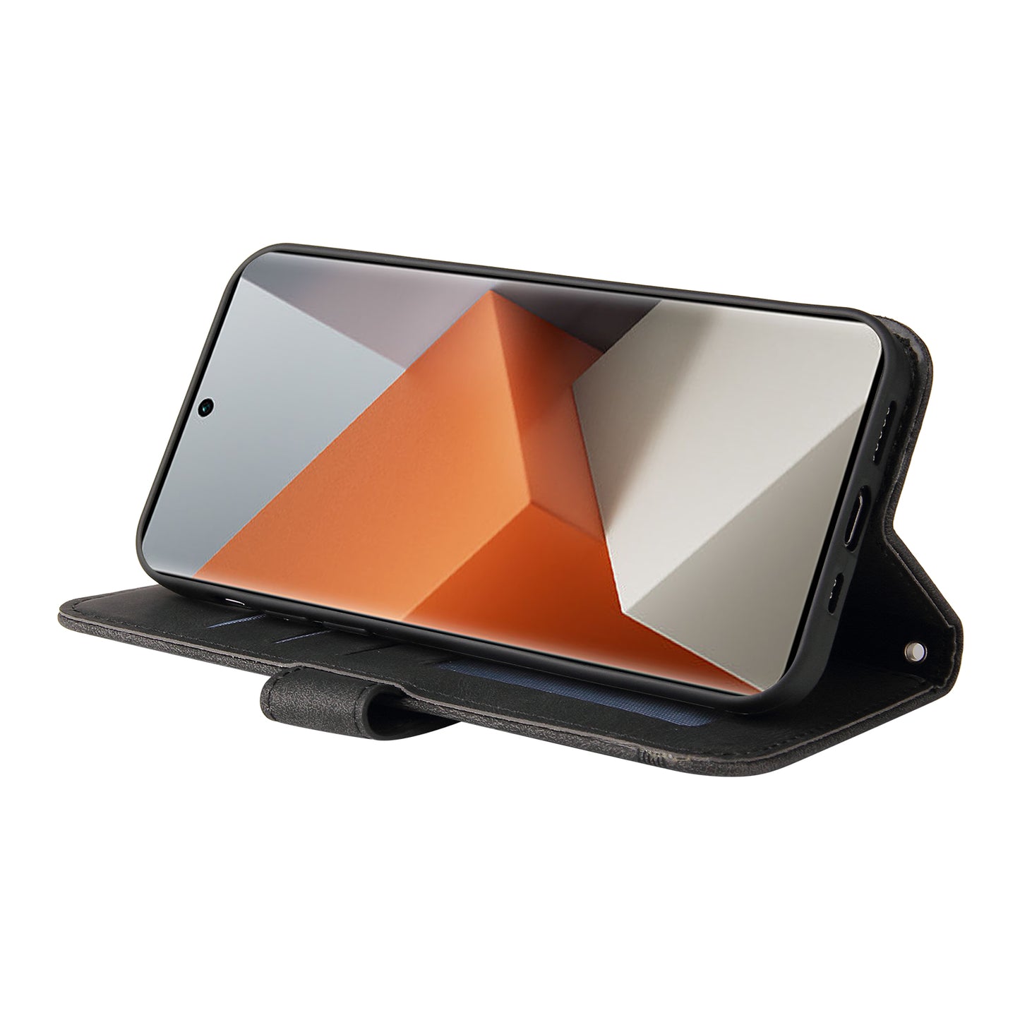 For Xiaomi Redmi Note 13 Pro+ 5G Wallet Case Skin-touch Leather Phone Cover with Strap - Black