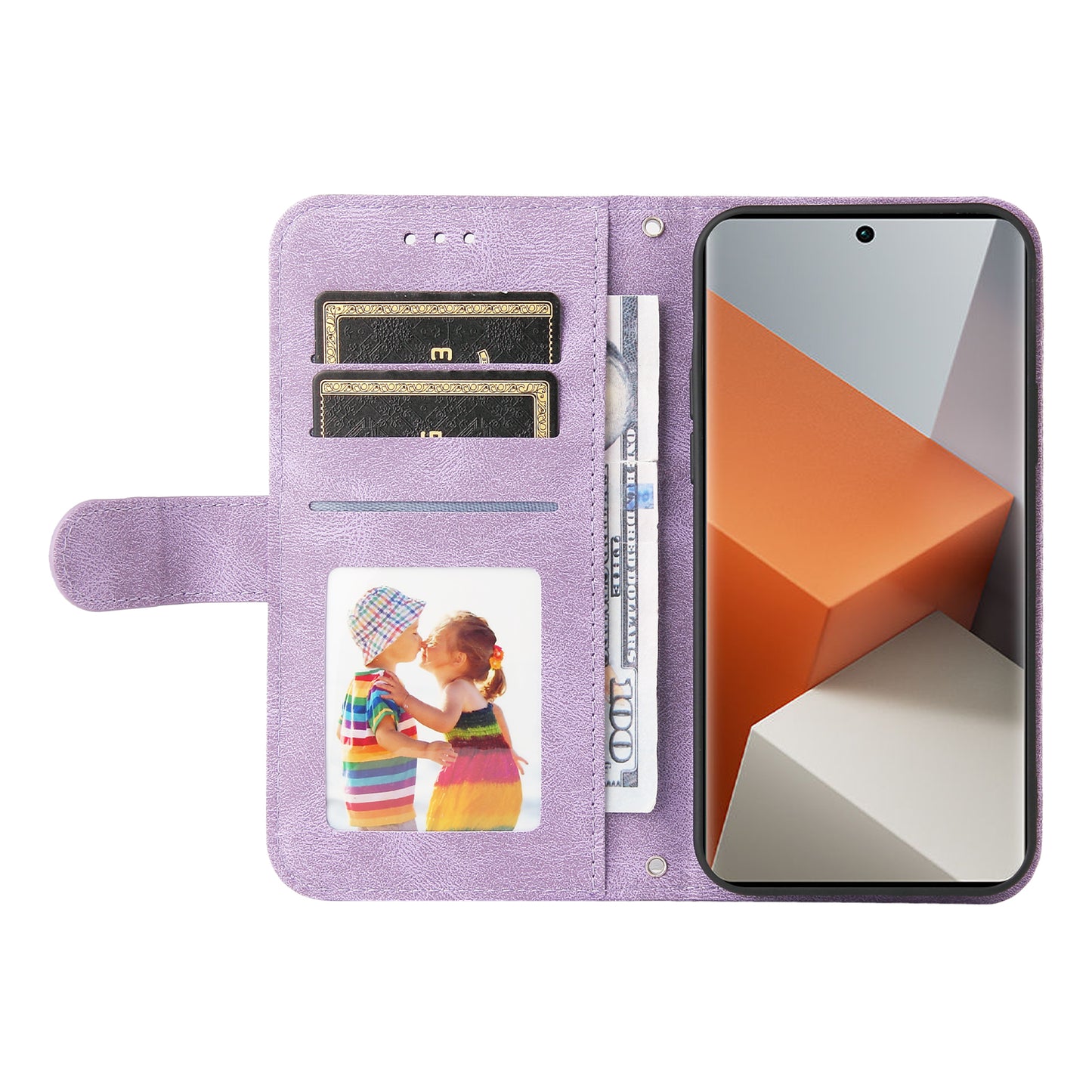 For Xiaomi Redmi Note 13 Pro+ 5G Wallet Case Skin-touch Leather Phone Cover with Strap - Purple
