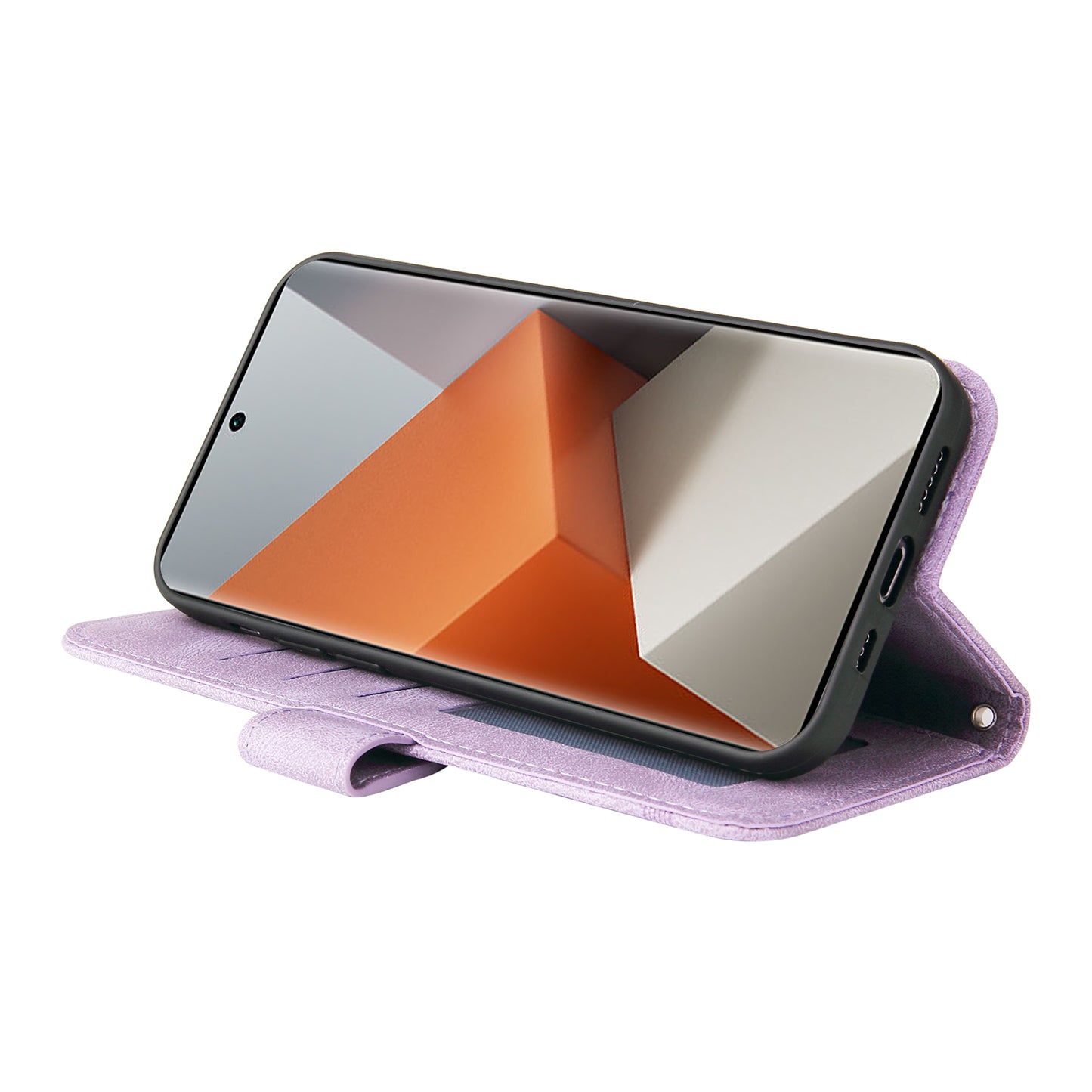 For Xiaomi Redmi Note 13 Pro+ 5G Wallet Case Skin-touch Leather Phone Cover with Strap - Purple