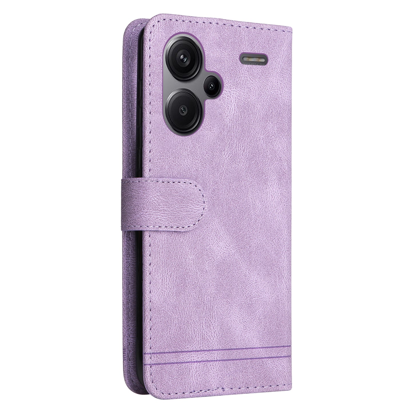 For Xiaomi Redmi Note 13 Pro+ 5G Wallet Case Skin-touch Leather Phone Cover with Strap - Purple