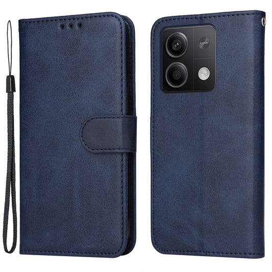 For Xiaomi Redmi Note 13 5G Case Stand Leather Phone Cover Wallet with Strap - Blue