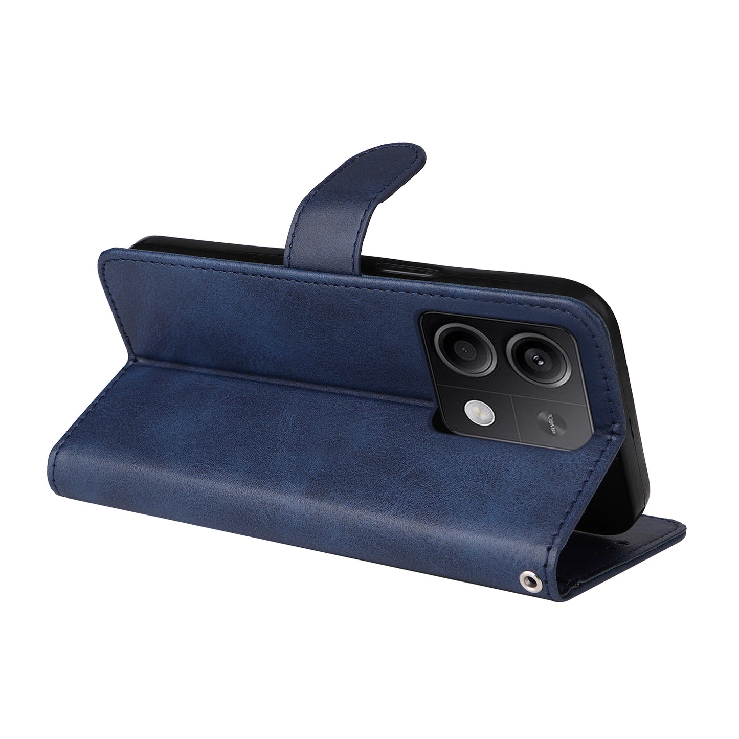 For Xiaomi Redmi Note 13 5G Case Stand Leather Phone Cover Wallet with Strap - Blue
