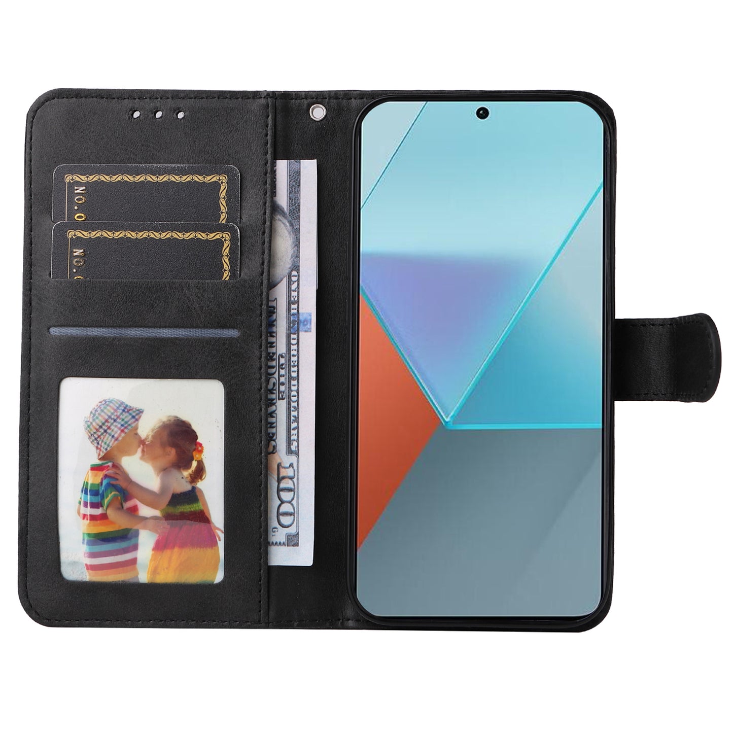 For Xiaomi Redmi Note 13 Pro 5G / Poco X6 5G Case with Strap Leather Phone Cover Wallet Stand - Black
