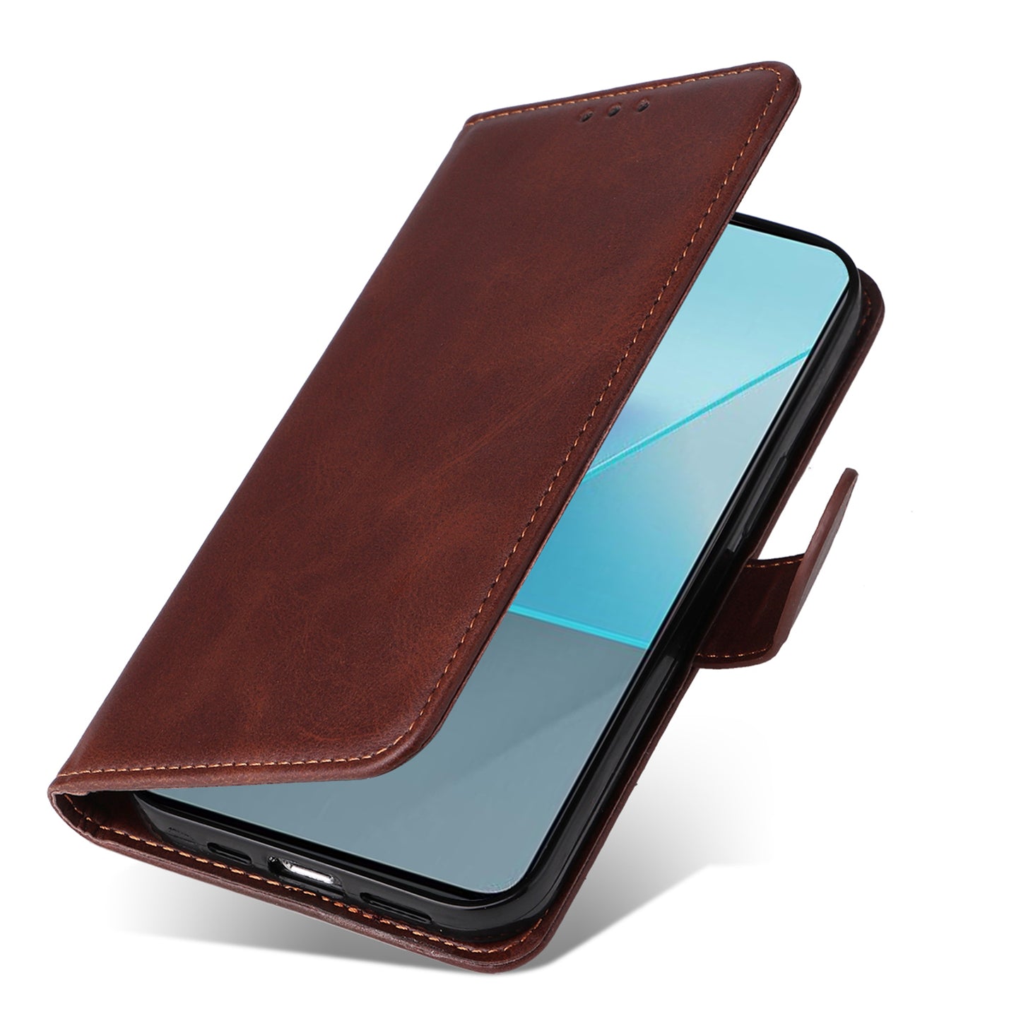 For Xiaomi Redmi Note 13 Pro 5G / Poco X6 5G Case with Strap Leather Phone Cover Wallet Stand - Brown