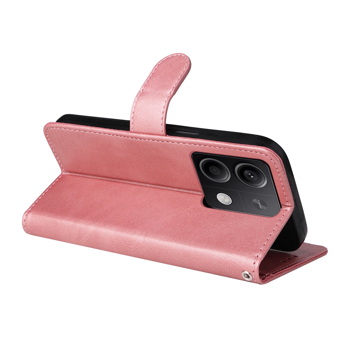 For Xiaomi Redmi Note 13 Pro 5G / Poco X6 5G Case with Strap Leather Phone Cover Wallet Stand - Pink