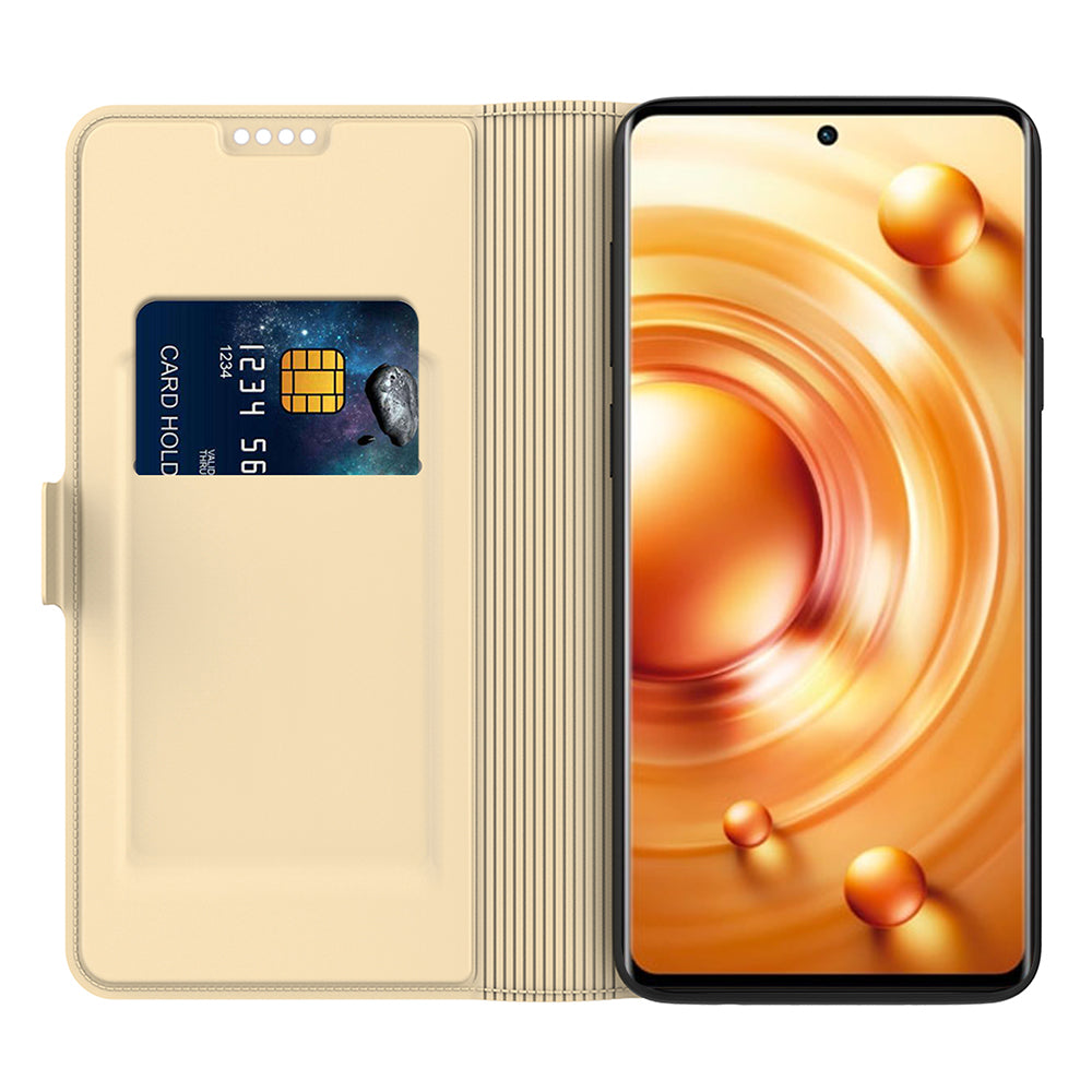 For vivo X100 Pro 5G Case PU Leather Stand Card Slots Phone Protector with Magnetic Clasp - Gold