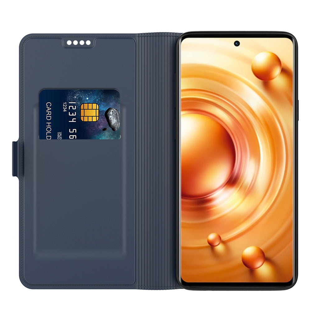For vivo X100 5G Magnetic Phone Case PU Leather Stand Protective Cover with Card Holder - Blue
