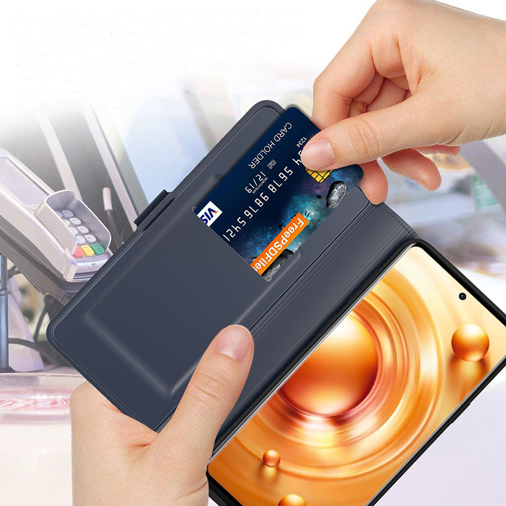 For vivo X100 5G Magnetic Phone Case PU Leather Stand Protective Cover with Card Holder - Blue