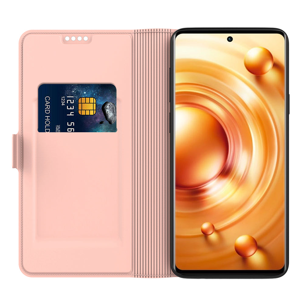 For vivo X100 5G Magnetic Phone Case PU Leather Stand Protective Cover with Card Holder - Rose Gold