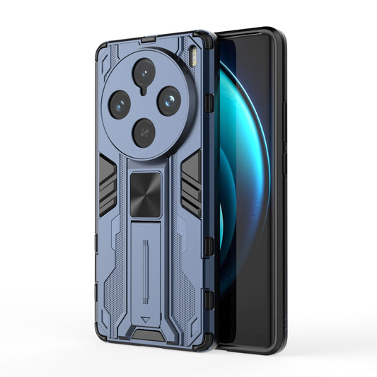 For vivo X100 Pro 5G Phone Case with Kickstand PC+TPU Anti-Fall Cover - Blue