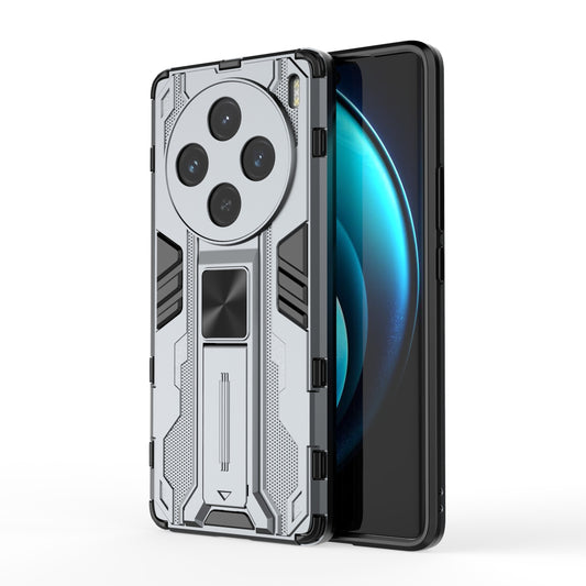 For vivo X100 5G Kickstand Cell Phone Cover Shockproof Protective Case - Grey