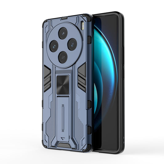 For vivo X100 5G Kickstand Cell Phone Cover Shockproof Protective Case - Blue
