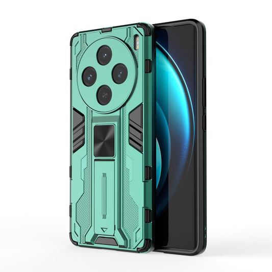 For vivo X100 5G Kickstand Cell Phone Cover Shockproof Protective Case - Green