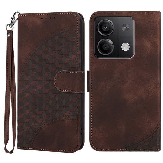 YX0060 For Xiaomi Redmi Note 13 5G Leather Case Wallet Anti-drop Phone Cover - Coffee