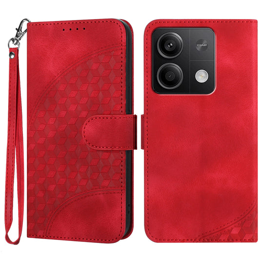 YX0060 For Xiaomi Redmi Note 13 5G Leather Case Wallet Anti-drop Phone Cover - Red