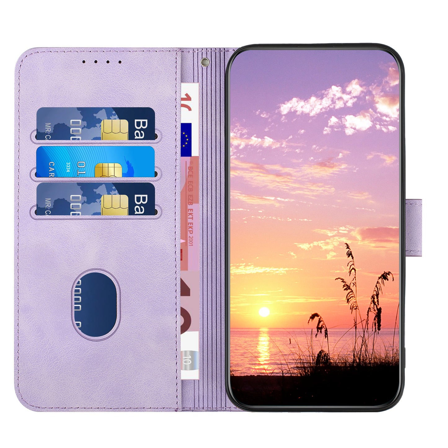 YX0060 For Xiaomi Redmi Note 13 5G Leather Case Wallet Anti-drop Phone Cover - Purple