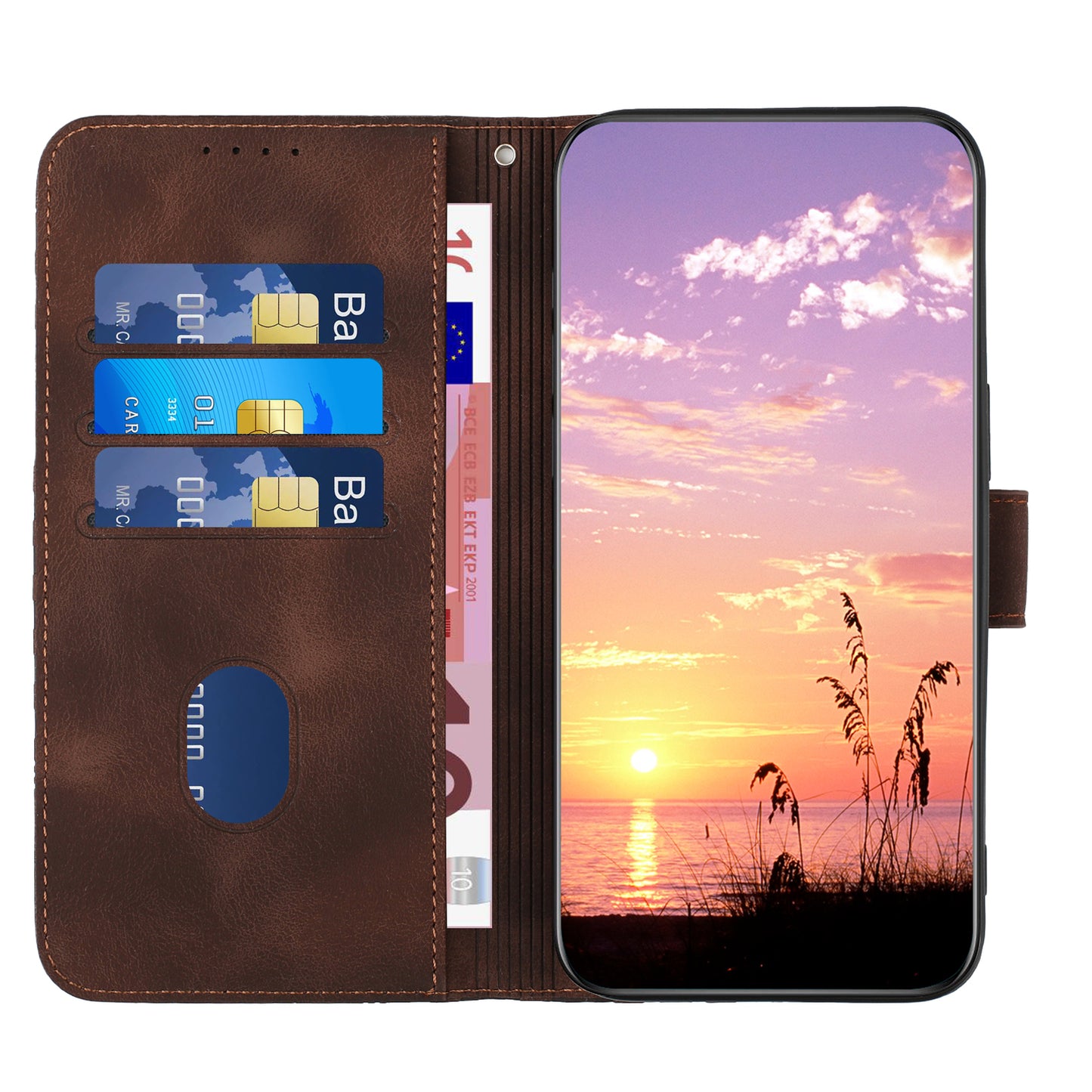 YX0060 For Xiaomi Redmi Note 13 Pro+ 5G Leather Wallet Case Elephant Head Pattern - Coffee