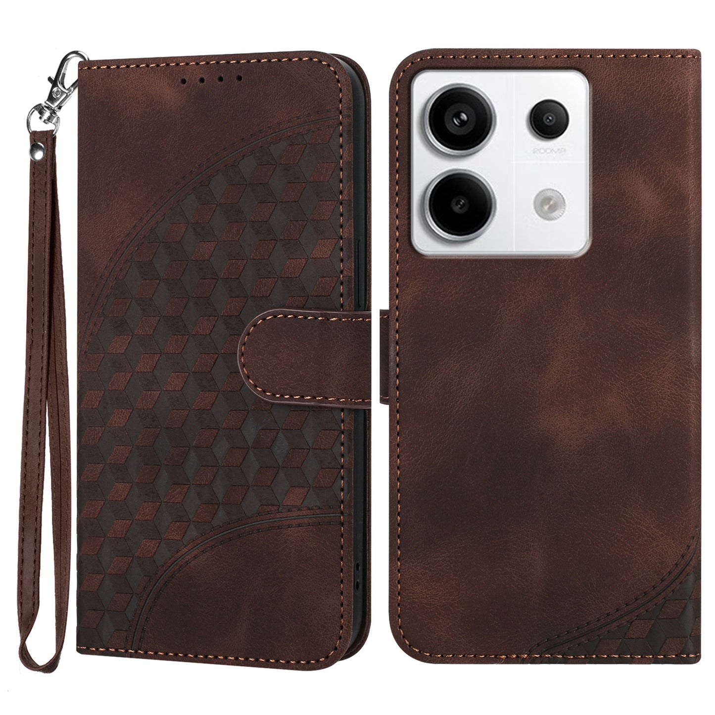YX0060 For Xiaomi Redmi Note 13 Pro 5G / Poco X6 5G Case Elephant Head Pattern Leather Cover - Coffee
