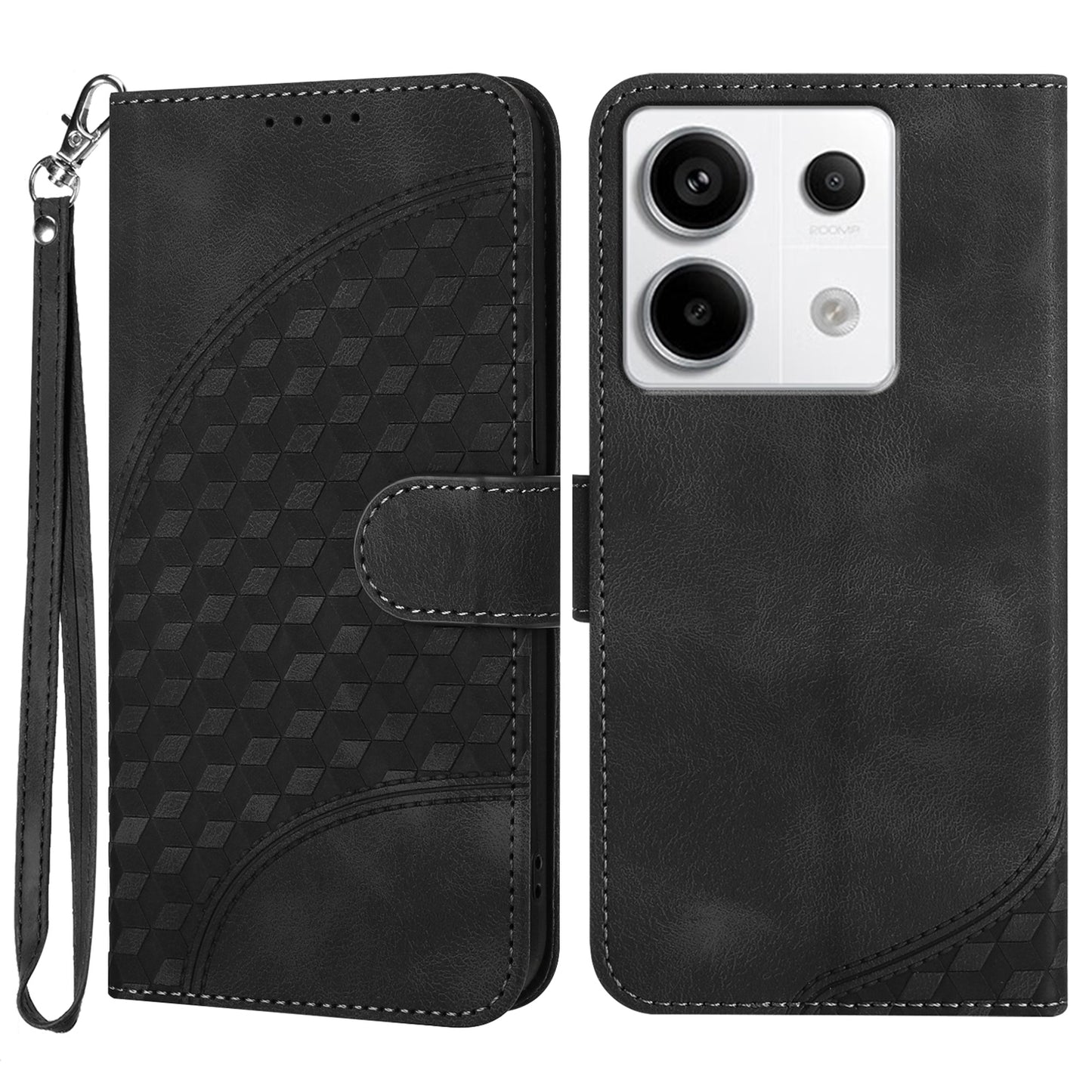 YX0060 For Xiaomi Redmi Note 13 Pro 5G / Poco X6 5G Case Elephant Head Pattern Leather Cover - Black