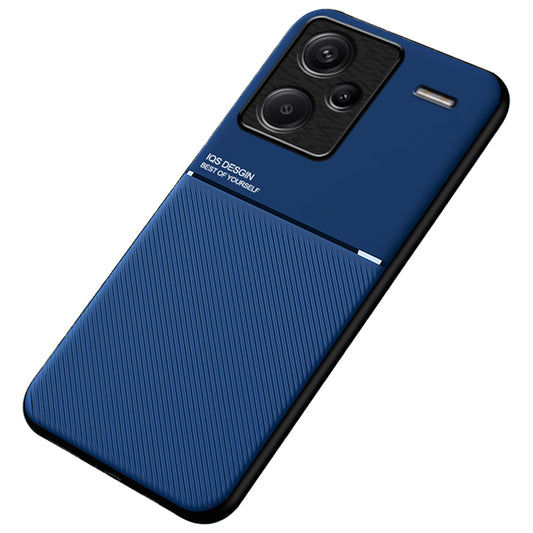 For Xiaomi Redmi Note 13 Pro+ 5G PU+TPU+PC Phone Case with Magnetic Holder Metal Sheet - Blue