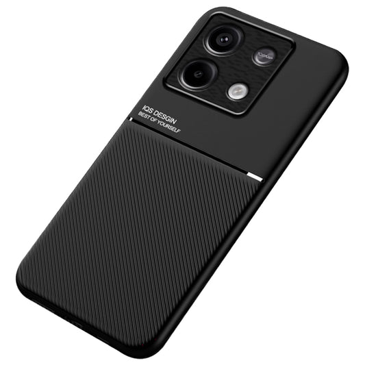 For Xiaomi Redmi Note 13 5G Imprinted Lines Case Cell Phone Cover Works with Magnetic Car Mount - Black